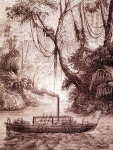 Das Dampfschiff von John Fitch, amerikanischer Erfinder, auf dem Delaware River um 1791 von Unknown artist