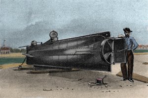 Das U-Boot CSS H. L. Hunley, verwendet von der Marine der Konföderierten Staaten während des Sezessionskrieges. 1861-1865 Gravur des 19. Jahrhunderts