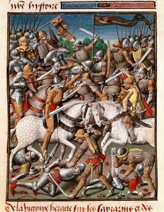 Der Sieg des byzantinischen Kaisers Herakleios (ca. 575-641) über die Sarazenen. Miniatur in „Le miroir historial“ (Speculum Historiale) (ms. 1196 fol. 65 v.) von Vincent de Beauvais (1190-1264), ins Französische übersetzt von Jean de Vignay von Unknown artist