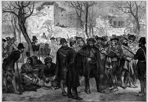 Dritter Carlistenkrieg (1872-1876): Carlisten-Gefangene in der Alhambra von Granada.