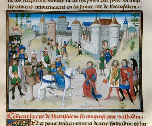 Dritte Kreuzzug: Die Eroberung Jerusalems durch Sultan Saladin (1138-1193) im Jahr 1187
