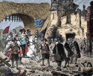 Dreißigjähriger Krieg: General Bernhard von Sachsen-Weimar (1604-1639) siegreich bei Breisach (Deutschland) - Bernhard von Weimar zieht in Breisach ein