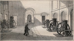 Thonnelier-Münzpresse bei La Monnaie in Paris - Gravur von 1877