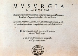 Titelseite von Musurgia, praktisches Handbuch der Musik (1536)