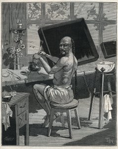 Tong-Öllack in China. Gravur von 1885 in „Les arts et métiers illustrés“ von Adolphe Bitard. von Unknown artist
