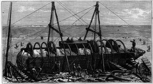Transport des Obelisken, bekannt als „Nadel der Kleopatra“, von Ägypten nach England
