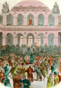 Müll der Börsenmakler an der Pariser Börse (Gravur 1856) Private Sammlung von Unknown artist