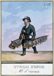 Reisender Vogelhändler - Gravur aus dem 19. Jahrhundert von Unknown artist