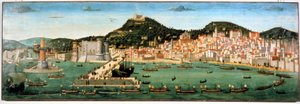 Triumphale Rückkehr der Flotte von Ferdinand I. (1423 - 1494) nach der Schlacht von Ischia gegen René I. von Anjou (der Gute) (1409 - 1480). 6. Juli 1464. Neapel, Nationalmuseum von San Martino