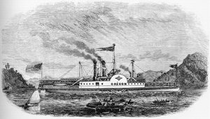 Geschichte der USA: Dampfschiff - Oregon (Gravur)
