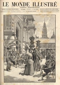 Weltausstellung 1889 - Indigene Soldaten vor dem Kolonialpavillon (Esplanade des Invalides). Titelbild „Le Monde Illustré“ vom 01.06.1889