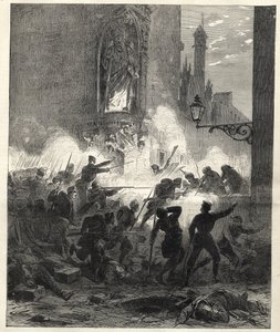 Aufstand der Republikaner in Katalonien: Kämpfe in Barcelona in der Nacht vom 25. auf den 26. September 1869 - Sexenio Democrático (sechs demokratische Jahre) - Spanien unter der Herrschaft von General Francisco Serrano 1869/1870 - Republikanischer Aufstan von Unknown artist
