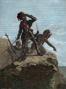 VASCO NUNEZ de BALBOA (1475-1519) - Spanischer Entdecker - Balboa entdeckt den Pazifischen Ozean im Jahr 1513 (Stich nach dem Gemälde von Mr. Urdaneta) von Unknown artist