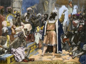 Vasco da Gama übergibt den Brief von König Manuel von Portugal an den Samorim von Calicut - nach einem Gemälde von Unknown artist