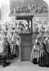 Erstes Vatikanisches Konzil. Der Sekretär des Konzils verkündet die Glaubensverfassung, 1870