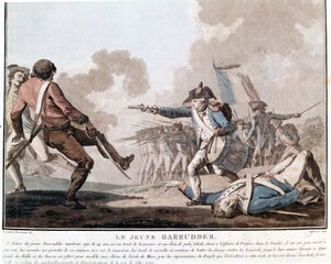 Aufstand der Vendée: der junge Darruder. Dies ist ein Beispiel für patriotischen Heldentum, da Darruder ein 14-jähriger Junge war, der die Waffe seines toten Vaters aufnahm, um seinen Mörder zu töten und den Kampf fortzusetzen. 1793.