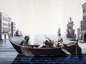 Venedig, am Morgen. 19. Jahrhundert Gravur.
