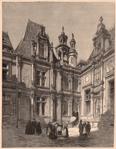 Ansicht des Innenhofs des Hotel Escoville in Caen im Jahr 1860, Frankreich von Unknown