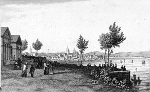 Ansicht von Mainz in Deutschland und dem Rhein um 1830