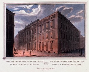Ansicht des Palais von Fürst Liechtenstein in Wien, Österreich. Gravur von 1820 Private Sammlung von Unknown artist