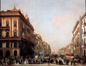 Ansicht der Venezianischen Straße mit Karnevalswagen, Mailand von Unknown artist