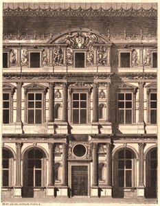 Ansicht eines Teils der Vorderseite des Hofes des Louvre, Paris, Frankreich von Unknown