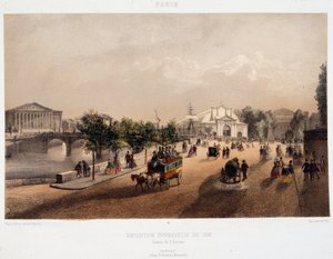 Ansicht der Weltausstellung 1855 in Paris, Frankreich - Lithografie