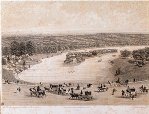 Ansicht des Bois de Boulogne in Paris. Lithographie von 1850. Private Sammlung von Unknown artist
