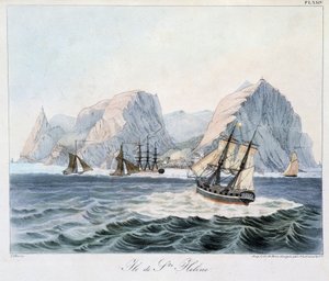 Ansicht der Insel St. Helena in "Ansichten und Landschaften der Äquinoktialregionen, gesammelt auf einer Weltreise", frühes 19. Jahrhundert von Unknown artist