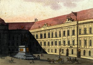 Ansicht des Josephplatzes in Wien, Österreich. Gravur von 1820