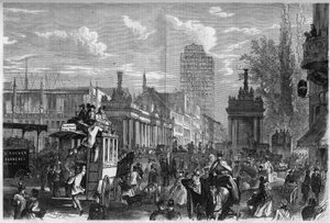 Ansicht der Königlichen Brücke in Berlin, Deutschland. Gravur in „The Illustrous Universe“