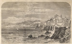 Blick auf den alten Hafen von Genua - Blick auf den Hafen von Genua - Genua 1861 - Gravur von Unknown artist