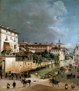 Ansicht des Kanals zwischen der Porta Romana-Brücke und der Krankenhausbrücke in Mailand