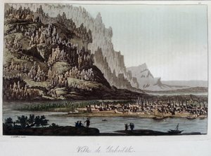 Ansicht der Stadt Jakutsk in Russland. In „Das alte und moderne Kostüm“ 1819-1820, von Ferrario.