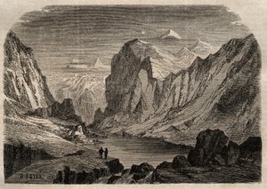 Ansicht des Landes Davos in der Schweiz im 19. Jahrhundert - Gravur in „Dictionnaire populaire illustrious“ - 1864 - von Joseph Decembre und Edmond Allonier - von Unknown artist