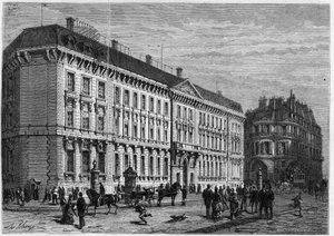 Ansicht der Fassade der Banque de France, erbaut von Gabriel Cretin (1812-1883) in Paris, Rue Croix des Petits Champs von Unknown artist