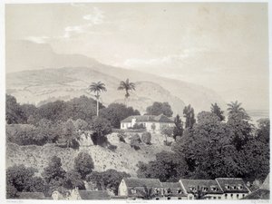 Ansicht der Häuser vom Boulevard de la Comédie in Saint Pierre auf Martinique in den Antillen. Druck nach Fotografie aus dem späten 19. Jahrhundert von Unknown artist