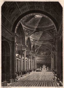 Ansicht des Inneren der Kirche Madeleine in Paris im Jahr 1843, kurz nach ihrer Eröffnung für den Gottesdienst