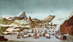 Ansicht der Insel Saint Helena - Gravur des 19. Jahrhunderts