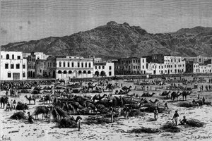 Ansicht des Marsches von Aden in Abessinien. Gravur um 1880 von Unknown artist