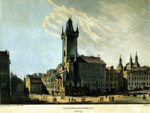 Ansicht des alten Prager Rathauses um 1860 von Unknown artist
