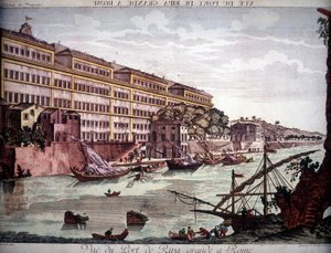 Ansicht des Hafens von Ripa Grande am Tiber - Gravur von Unknown artist