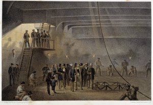 Besuch des Prinzen von Wales in einem Boot, das das Atlantikkabel verlegt
