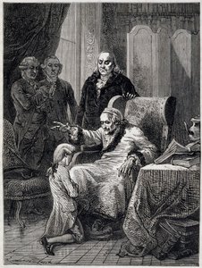 Voltaire unterweist Franklins Enkel - in „L