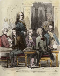 Voltaire im Café Procope in Paris