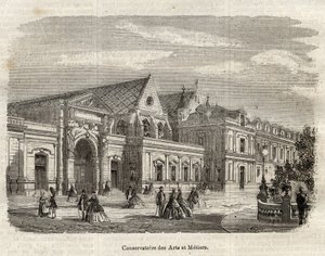 Ansicht des Conservatoire des Arts et Metiers (Cnam) in Paris, Rue Saint Martin in Paris - (Ansicht auf das Konservatorium der Künste und Handwerke in Paris - Gravur in „Dictionnaire populaire illustrious“ - 1864 - von Joseph Decembre und Edmond Allonier von Unknown artist