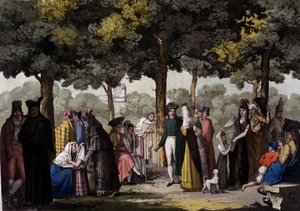 Spaziergang entlang der Ramblas in Barcelona. 1820
