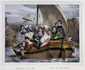 Spaziergang auf dem Wasser (Lithografie, 19. Jahrhundert)