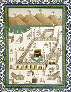 Wandfliesen: Panel, das die Kasbah und ihre Umgebung (Mekka) darstellt - in „Arabische Kunst nach den Denkmälern Kairos vom 7. bis zum 18. Jahrhundert“ von Prisse d