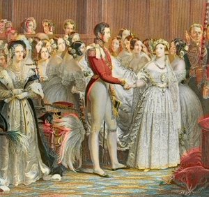 Hochzeit von Königin Victoria mit Prinz Albert von Sachsen-Coburg-Gotha im St. James Palace in London am 10. Februar 1840 (Gravur) von Unknown artist